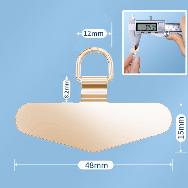 TENOC Metal Phone Tether Tab, Metal Phone Patch, Universal Cellphone Lanyard Pad for Full Phone Case, 2 x Gold - Image 2